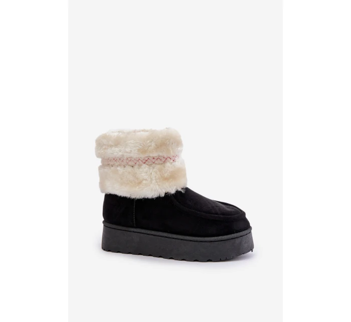 Dámské Sněhule Na Platformě S Kožíškem A Vzorem Černé model 21678807 - Boto