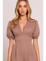 model 20970758 Kombinéza s puff rukávy mocca - Moe model 20970758 Kombinéza s puff rukávy mocca - Moe