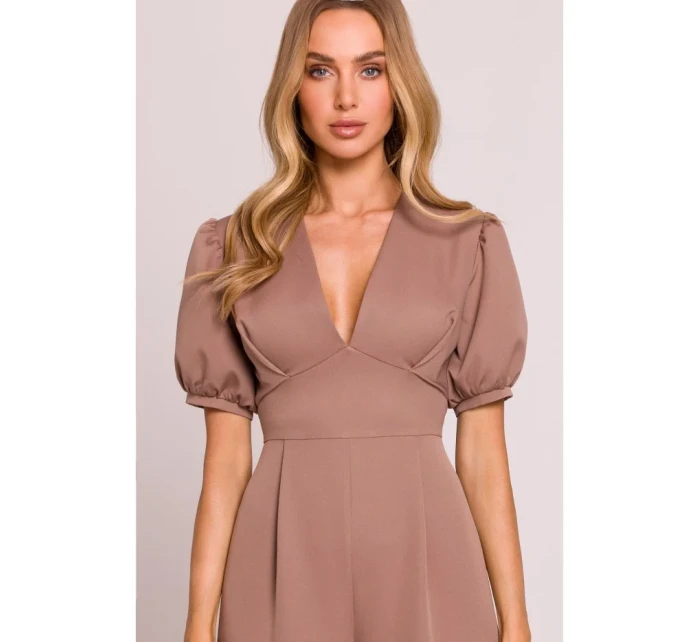 model 20970758 Kombinéza s puff rukávy mocca - Moe model 20970758 Kombinéza s puff rukávy mocca - Moe