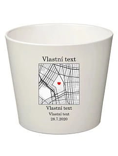 Personalizovaný keramický kvetináč s mapou – malý