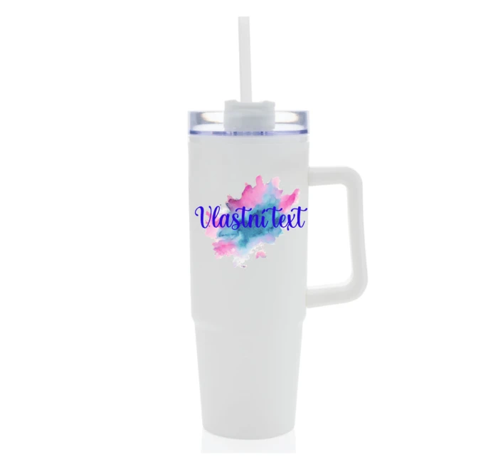 Personalizovaná cestovní termoska s průhledným víčkem - Akvarelový otisk Personalizovaná cestovní termoska s průhledným víčkem - Akvarelový otisk