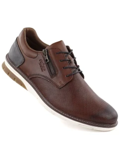 Pánské pohodlné hnědé kožené polobotky model 21906665 - Rieker