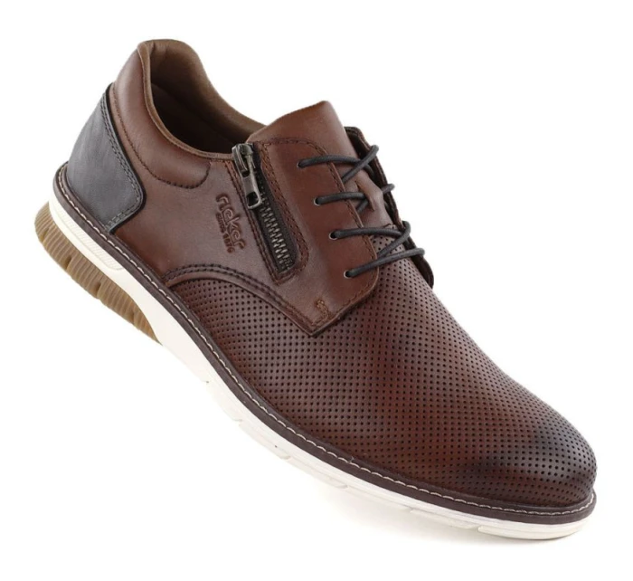 Pánské pohodlné hnědé kožené polobotky model 21906665 - Rieker