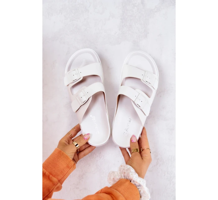 Gumové pantofle se sponou Bíle Corina Gumové pantofle se sponou Bíle Corina