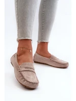 Mokasyny Damskie Z Eko Zamszu Jasnobeżowe Rerceria
