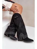 Kozačky S Svrškem Na Podpatku Černé model 21681450 - Boto