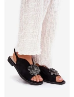 Dámské Sandály Na Plochém Podpatku S Ozdobou model 21691567 Černé - S.Barski