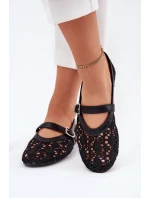 Ażurowe Baleriny Z Paskiem Czarne Orphali Ażurowe Baleriny Z Paskiem Czarne Orphali