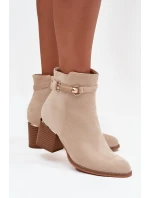 Botki Damskie Ocieplane Na Słupku Z Ozdobnym Paskiem Beżowe Galissa Botki Damskie Ocieplane Na Słupku Z Ozdobnym Paskiem Beżowe Galissa