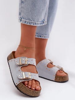 Dámské pantofle se zlatými sponami a knoflíky Modré model 21960974 - Boto