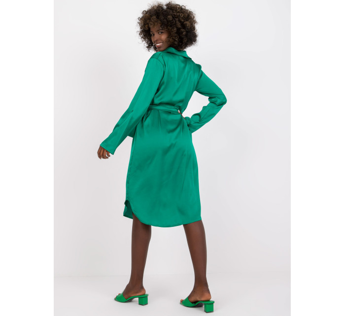 Zelené midi šaty s imitáciou saténu Inga RUE PARIS