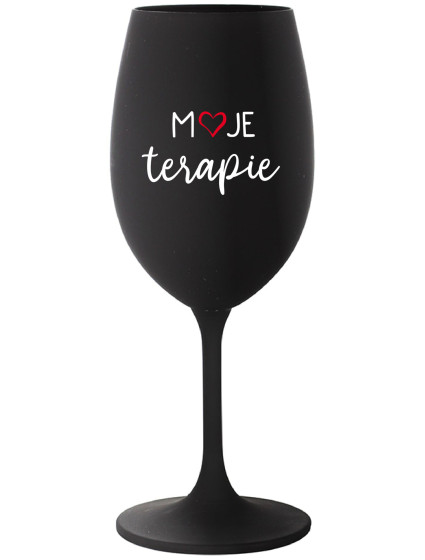 MOJE TERAPIE - černá sklenice na víno 350 ml
