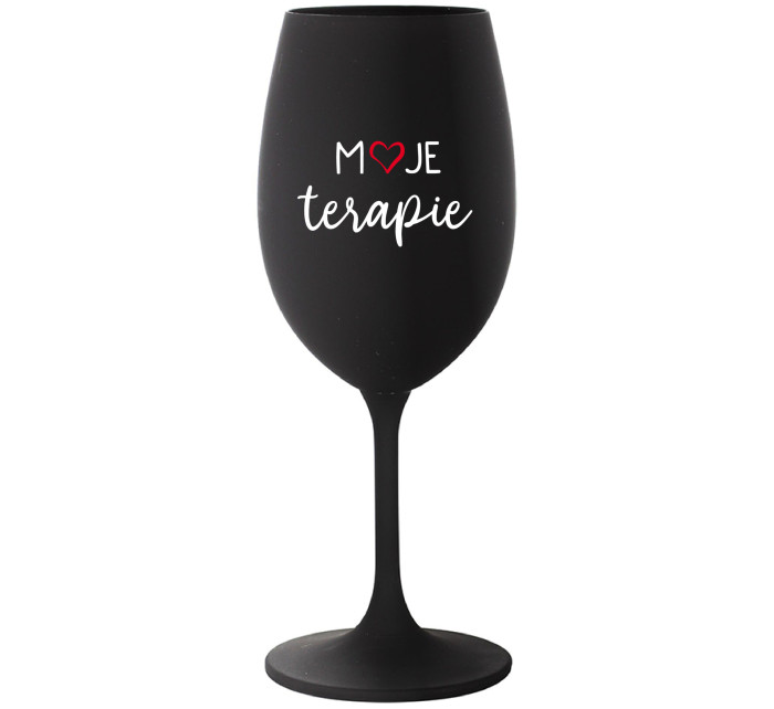 MOJE TERAPIE - černá sklenice na víno 350 ml