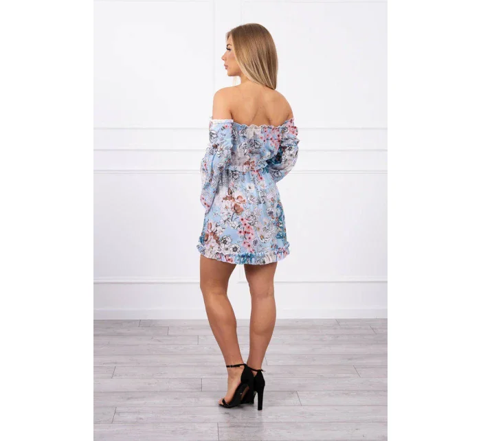 Modré květinové šaty s pruhy Modré květinové šaty s pruhy