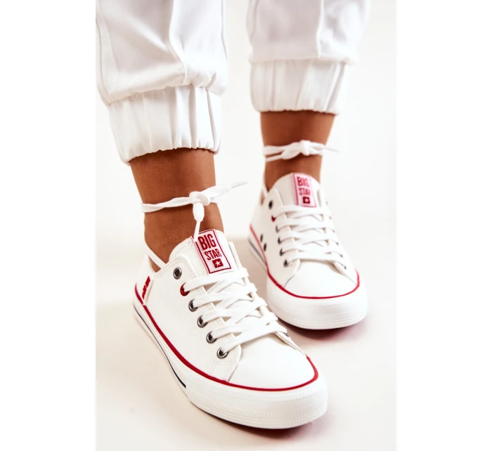 Damskie Materiałowe Trampki BIG STAR JJ274123 Białe Damskie Materiałowe Trampki BIG STAR JJ274123 Białe