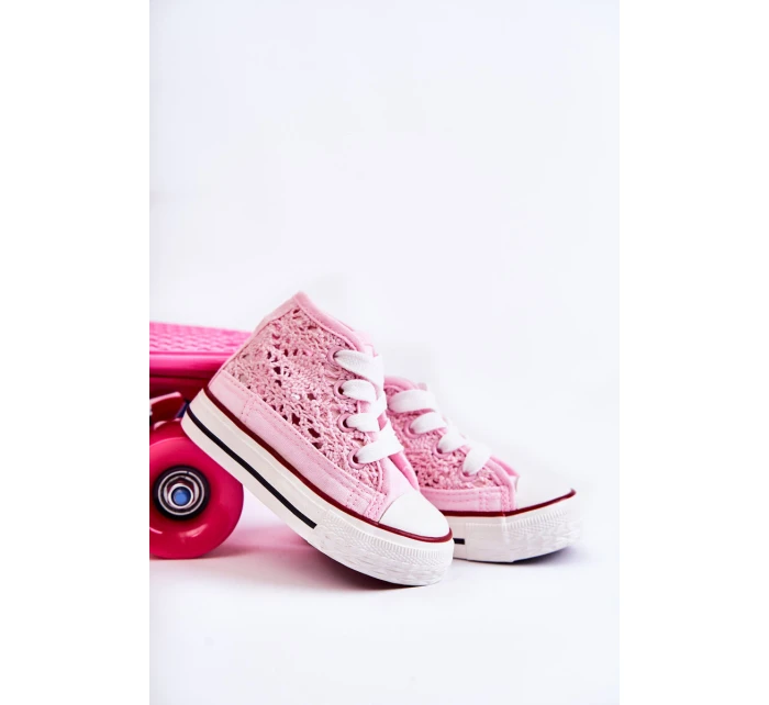 Dziecięce Wysokie Trampki Różowe Mona Dziecięce Wysokie Trampki Różowe Mona