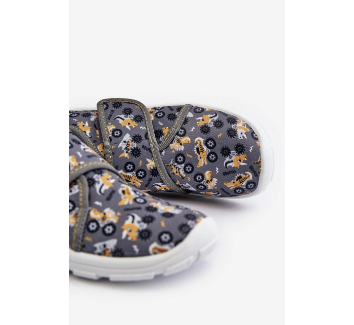 Wygodne Kapcie Chłopięce Na Rzep Befado 974Y552 Szare