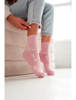 Skarpetki Damskie Bawełniane Kontury Kota Różowe