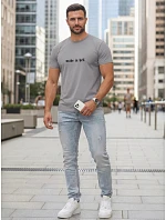 Pánske sivé bavlnené tričko s potlačou FashionStreet NX5106R Pánske sivé bavlnené tričko s potlačou FashionStreet NX5106R