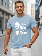 Pánske klasické bavlnené tričko s modrou potlačou FashionStreet NX5145R
