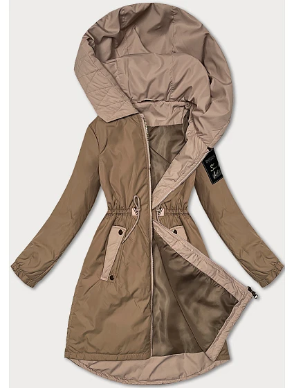 Dámska bunda so šnúrkou v páse S'West dark beige (B8352-12) Dámska bunda so šnúrkou v páse S'West dark beige (B8352-12)