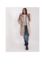 Dámská zimní bunda béžová prošívaná SUBLEVEL s ke kolenům model 21351602