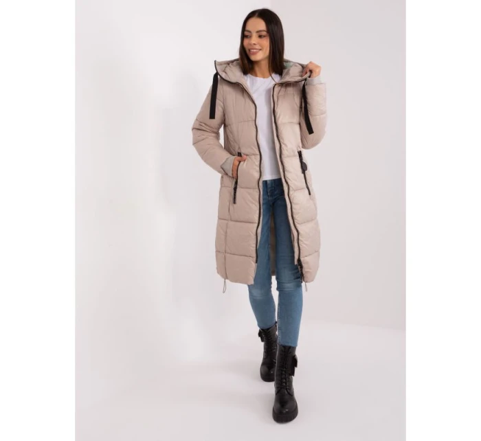 Dámská zimní bunda béžová prošívaná SUBLEVEL s ke kolenům model 21351602