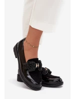 Lakierowane Mokasyny Damskie Z Kokardką S.Barski HY51-319 Czarne