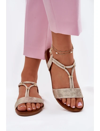 Dámské Plné Sandály S Pásky model 21698276 Zlaté - S.Barski
