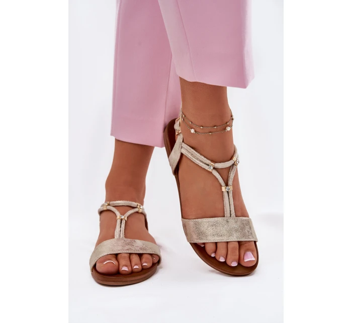 Dámské Plné Sandály S Pásky model 21698276 Zlaté - S.Barski