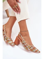 Sandały Z Plecionką Na Słupku Multikolor Ebina