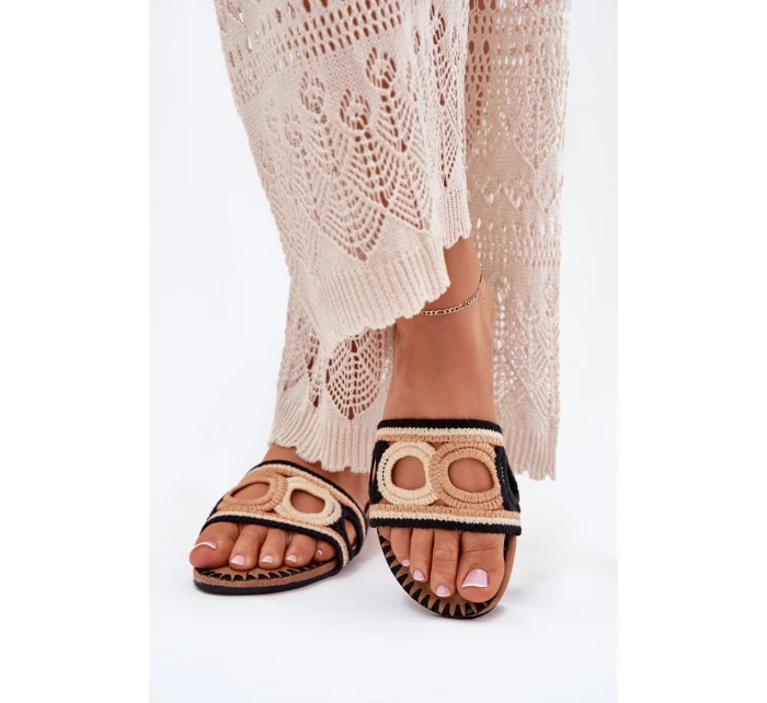 Dámské Pantofle Na Plochém Podpatku Černé model 21702279 - Boto Dámské Pantofle Na Plochém Podpatku Černé model 21702279 - Boto