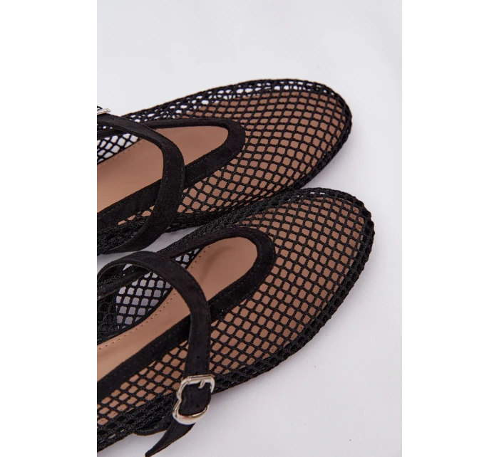 Síťované baleríny s páskem černé Pherina