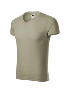 Pánske tričko Slim Fit s výstrihom do V, svetlá khaki