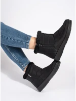 Vynikajúce dámske čierne snežnice bez podpätku Vynikajúce dámske čierne snežnice bez podpätku