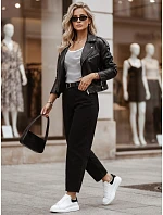 Jeansy damskie fit z wysokim stanem z paskiem czarne model 22365071 - FashionStreet