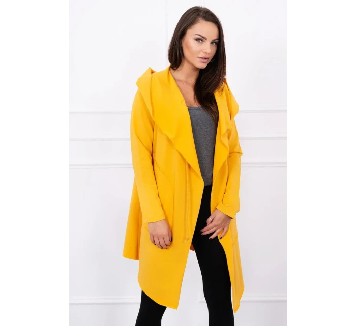 Voľná bunda s kapucňou v horčicovej farbe