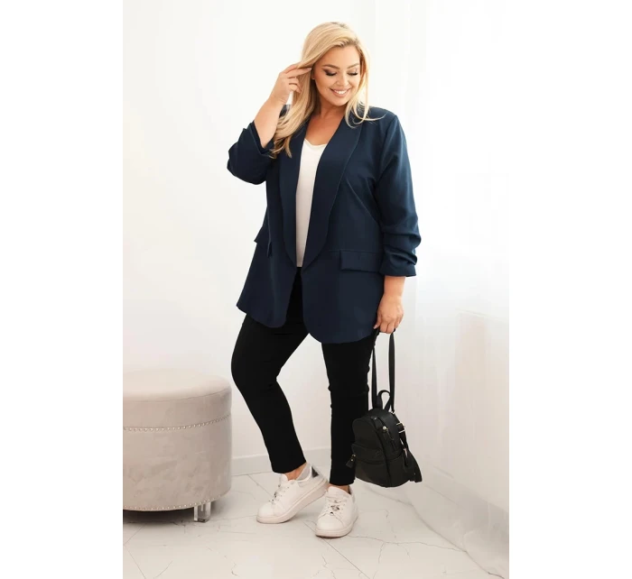 Dámske elegantné plus size sako modré