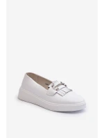 Lehké dámské kozačky z kůže na platformě bílé model 21655886 - S.Barski