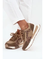 Kožené dámské tenisky na platformě leopardí vzor model 21712445 hnědé - Artiker