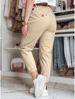 Dámské kalhoty chinos s páskem tmavě béžové Dstreet model 21986488 - FashionStreet
