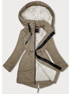 Dámska zimná bunda s kapucňou Miss TiTi camel (H-3832)