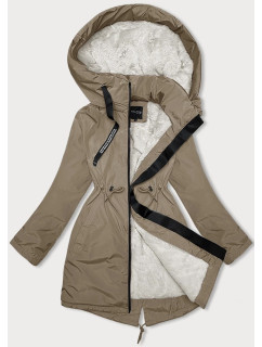 Dámska zimná bunda v ťavej farbe s kapucňou Glakate (H-3832)