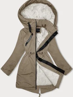 Dámska zimná bunda v ťavej farbe s kapucňou Miss TiTi (H-3832)