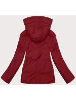 Čierno-červená obojstranná dámska krátka bunda s kapucňou (16M2155-270)