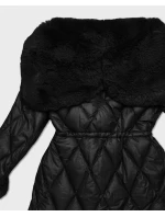 Černá bunda s kožešinovou kapucí, model 21757947 - HONEY WINTER