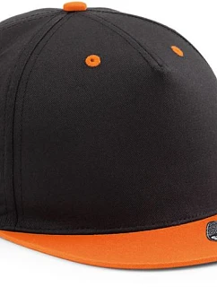 Beechfield B 610C 5-panelová snapbacková čiapka s kontrastným lemom 53.610C čierna/oranžová