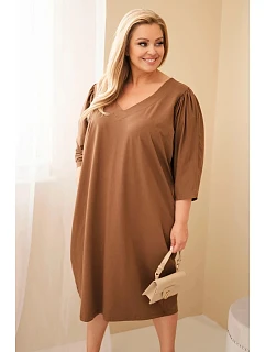 Plus veľkosť dámske šaty s vreckami Camel