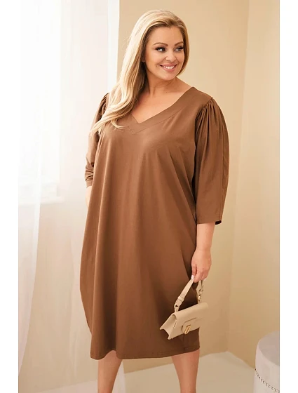 Plus veľkosť dámske šaty s vreckami Camel