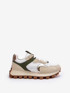 Sneakersy Buty Sportowe Damskie Beżowo-Zielone Ralita